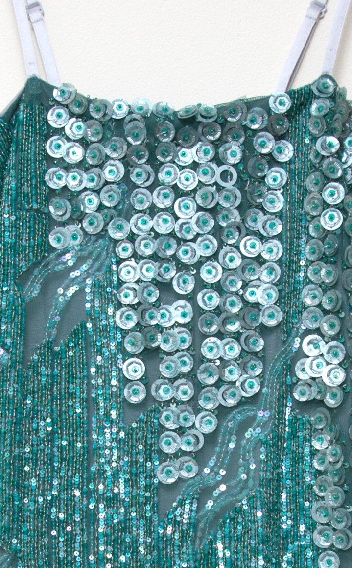Beaded Teal Dress close up 2