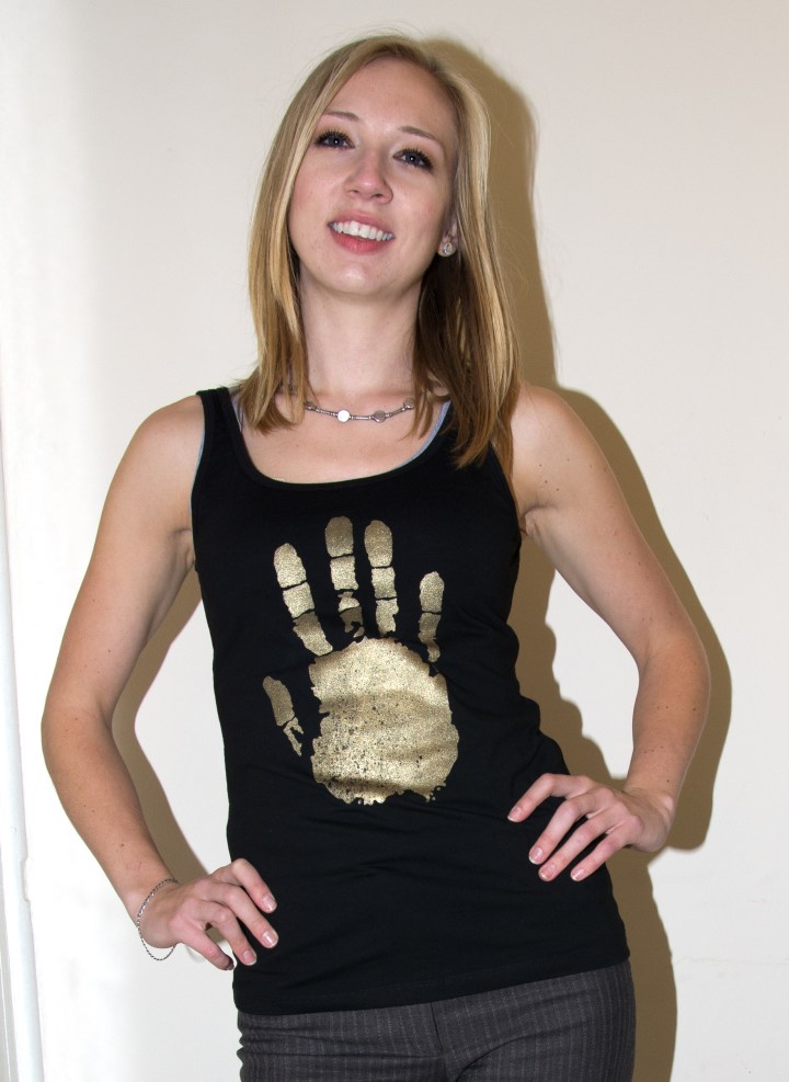 Jacqueline in hand print top