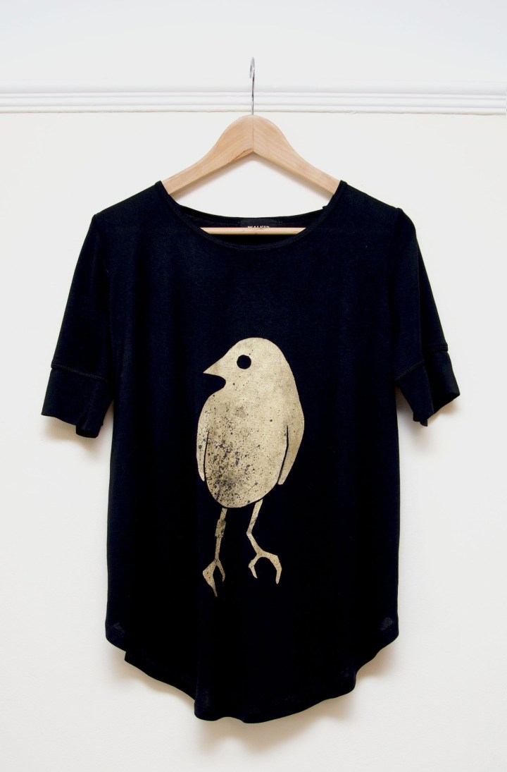 Robin print gold on black 1b